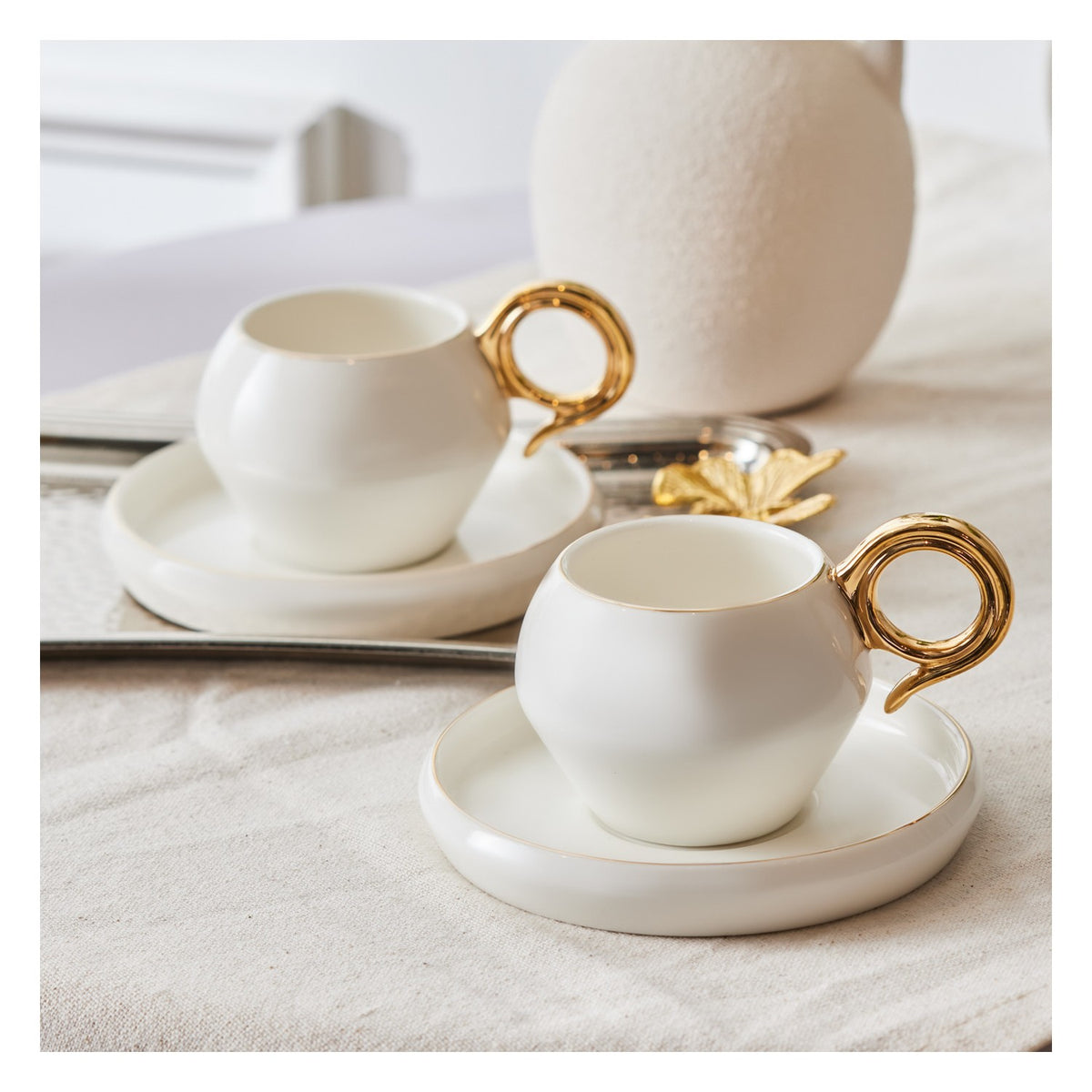 Karaca Venus Gold Turkish Coffee Cup Set for 2, 135 ml - MALLTURK