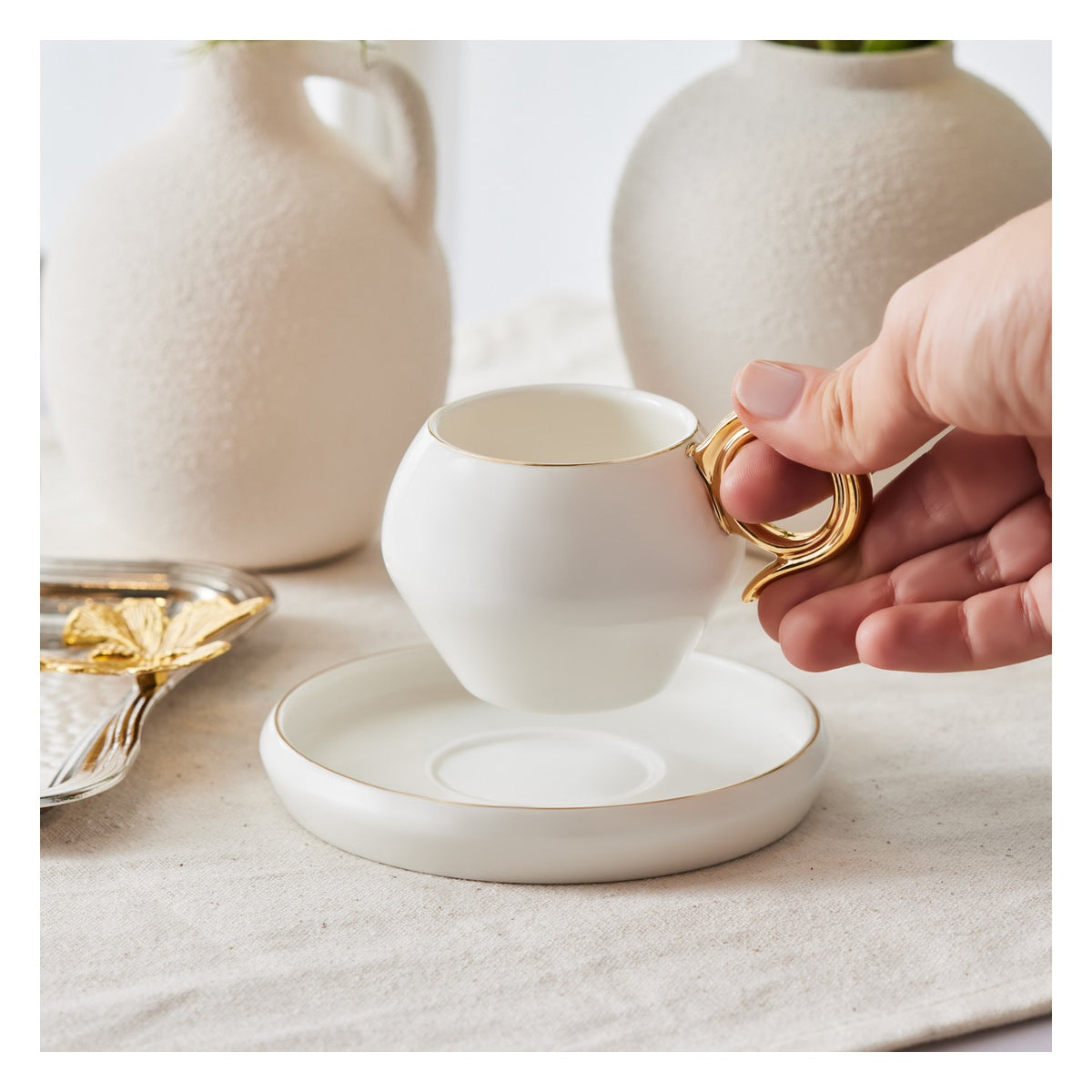 Karaca Venus Gold Turkish Coffee Cup Set for 2, 135 ml - MALLTURK