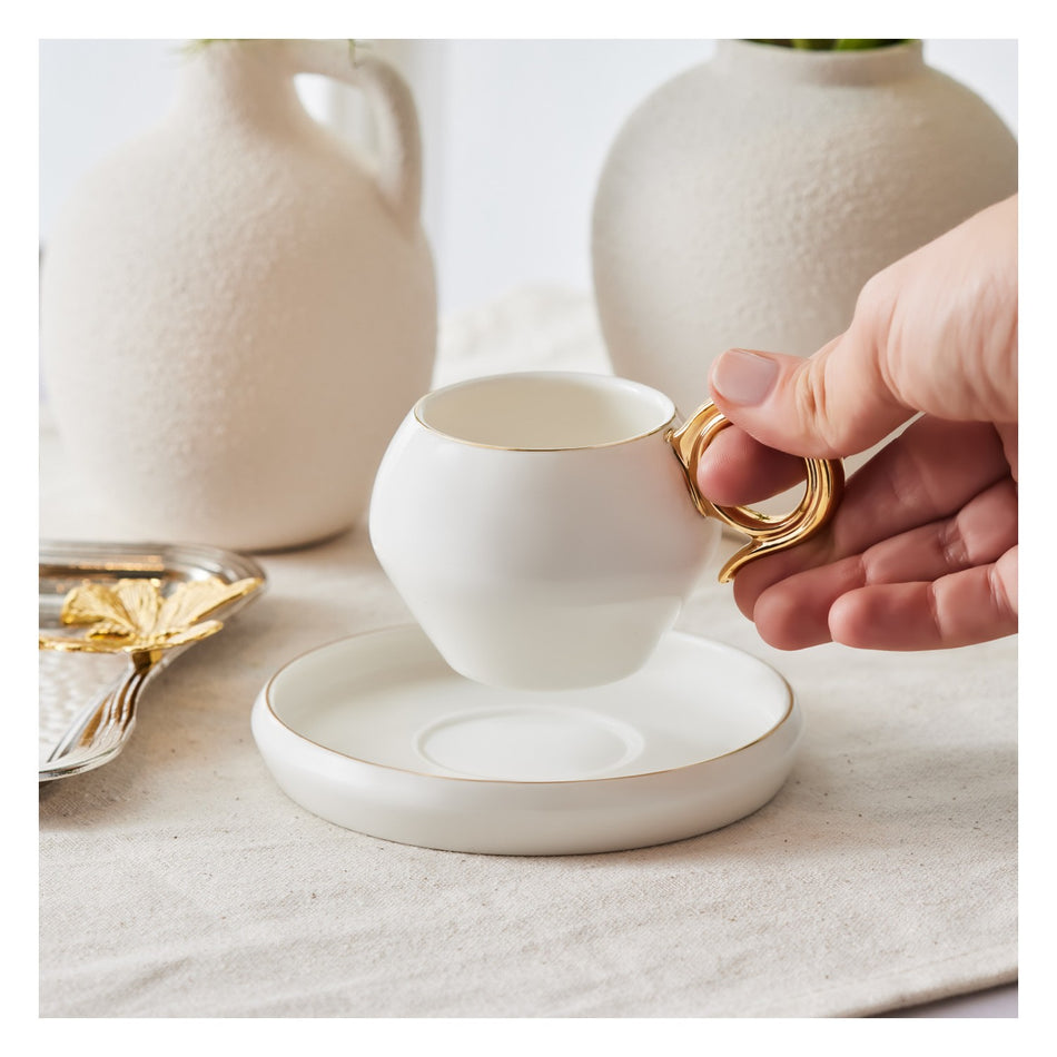 Karaca Venus Gold Turkish Coffee Cup Set for 2, 135 ml - MALLTURK