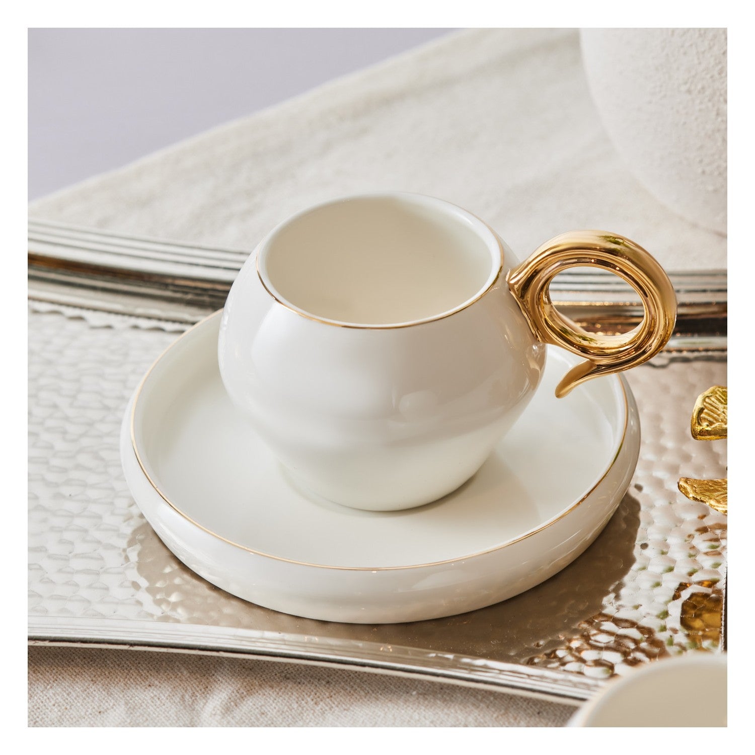 Karaca Venus Gold Turkish Coffee Cup Set for 2, 135 ml - MALLTURK
