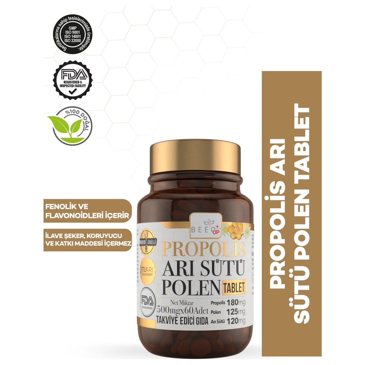BEE'O Up Propolis Royal Jelly Bee Pollen Adult 60 Tablet