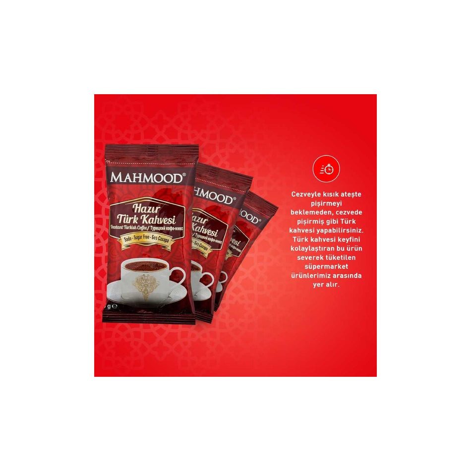 Mahmood Coffee - Mahmood Turkish Coffee, Plain 6g, Medium 8g, and Sweetened 9g, 12 Packs - MALLTURK