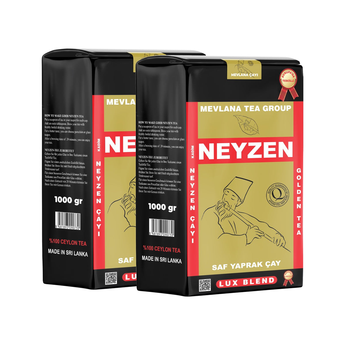 Neyzen tea 2 x 1000 G - Saf leaf tea Sri Lanka Efsanesi Mevlana Tea Group loose leaf black tea - MALLTURK