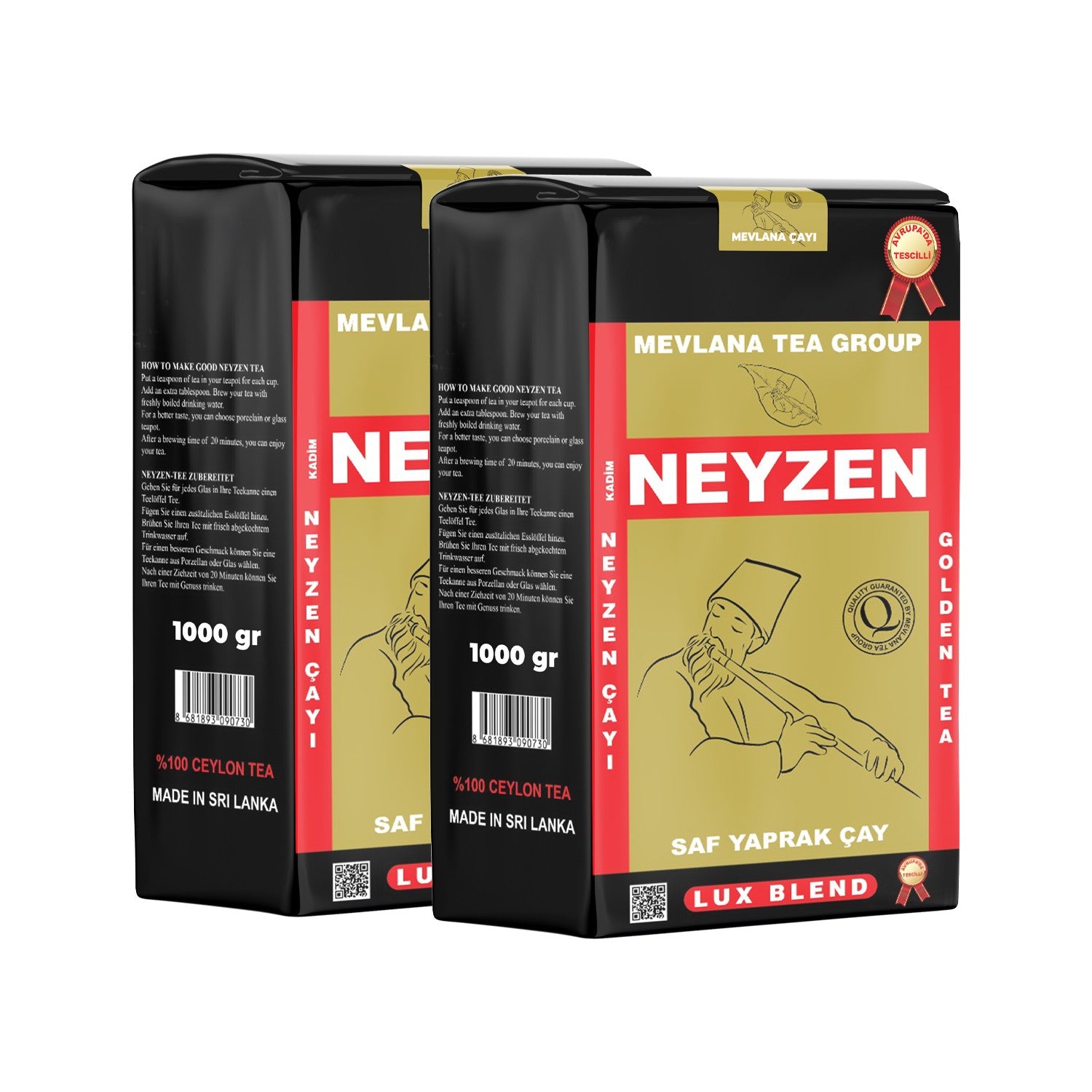 Neyzen tea 2 x 1000 G - Saf leaf tea Sri Lanka Efsanesi Mevlana Tea Group loose leaf black tea - MALLTURK