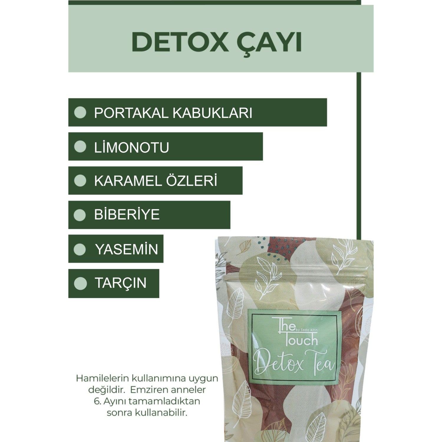 The Touch By Seda gold Detox tea 50 g green tea flavored natural additive-free Turkiye Harmani - MALLTURK