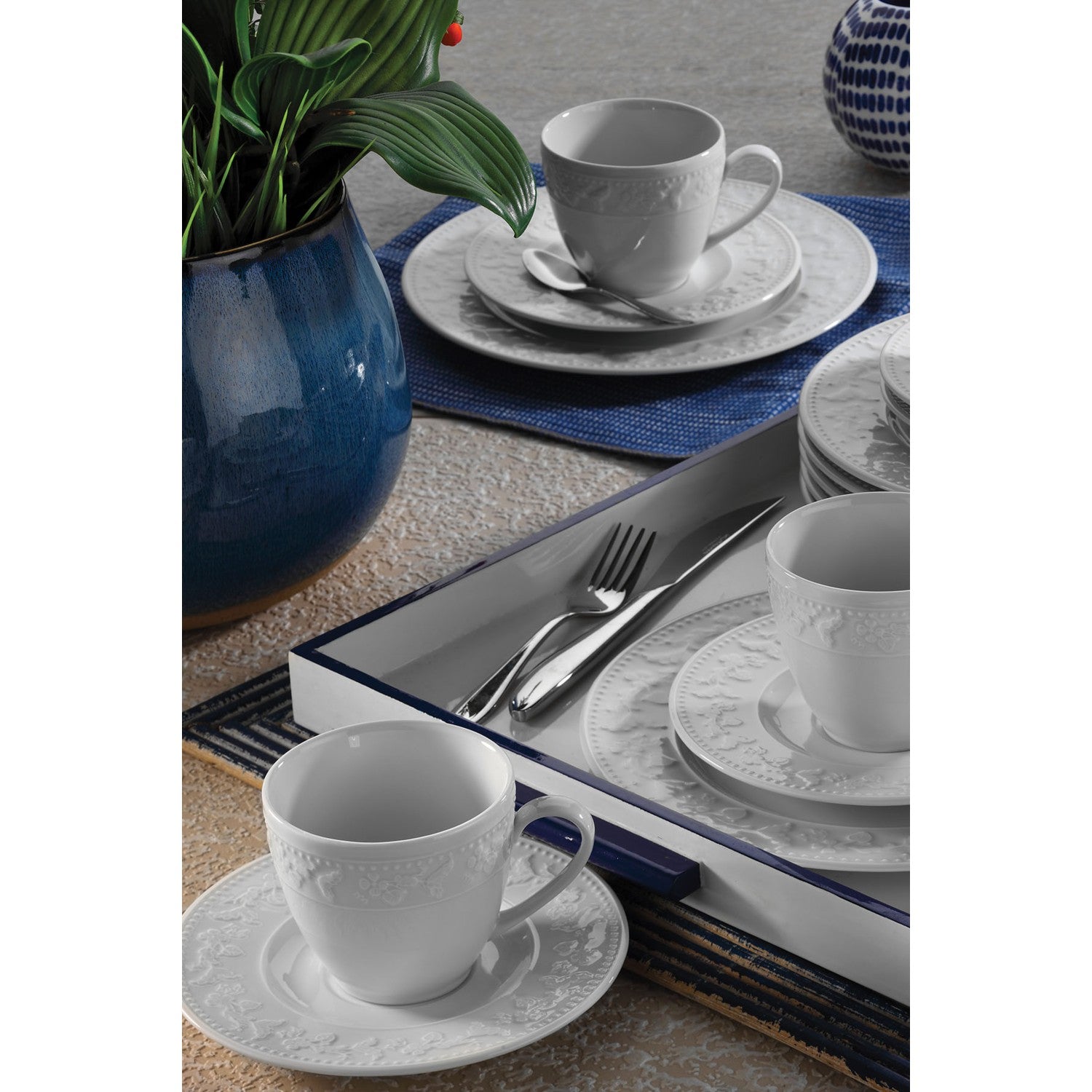 Kütahya Porselen Silvia 12-Piece Turkish Coffee Cup Set, White, for 6