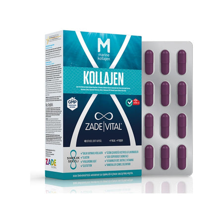 Zade Vital Marine Collagen + Hyaluronic Acid Bitkisel Sert 40'li Capsule - MALLTURK