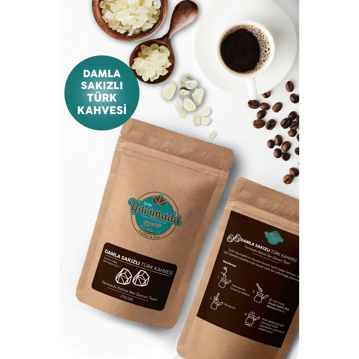 Historical Peninsula Coffee Shop Freshly Ground Medium Roasted and Powdered Mastic Turkish Coffee 100 gr - MALLTURK