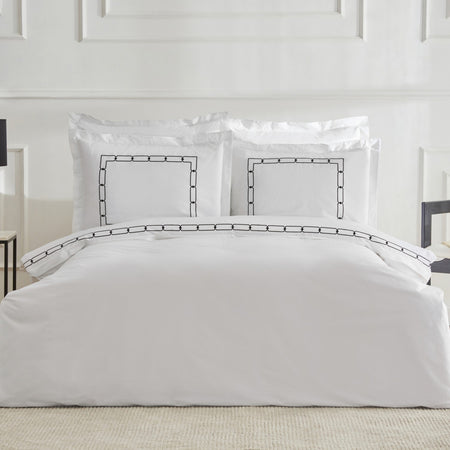 Karaca Home Diane 80 Thread Count %100 Cotton Double Percale Duvet Cover Set Embroidered White - MALLTURK