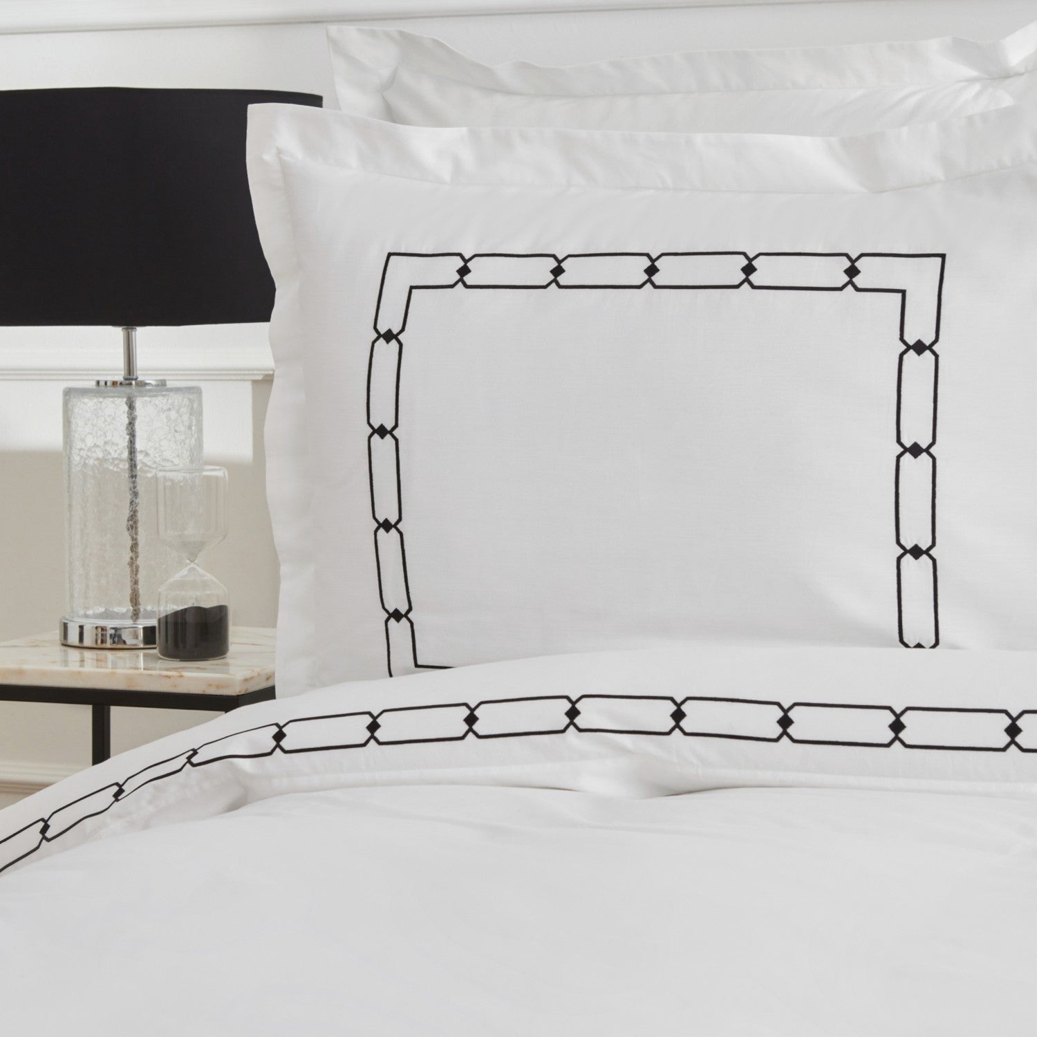 Karaca Home Diane 80 Thread Count %100 Cotton Double Percale Duvet Cover Set Embroidered White - MALLTURK
