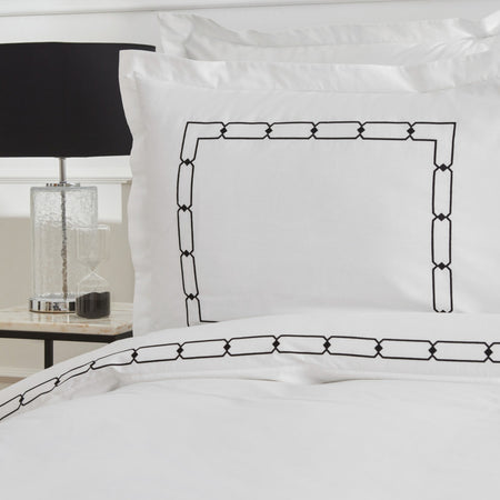 Karaca Home Diane 80 Thread Count %100 Cotton Double Percale Duvet Cover Set Embroidered White - MALLTURK