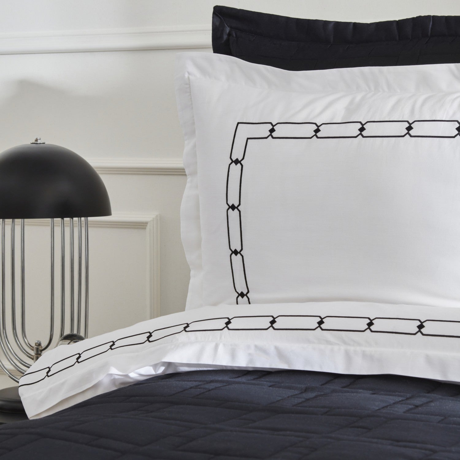 Karaca Home Diane 80 Thread Count %100 Cotton Double Percale Duvet Cover Set Embroidered White - MALLTURK
