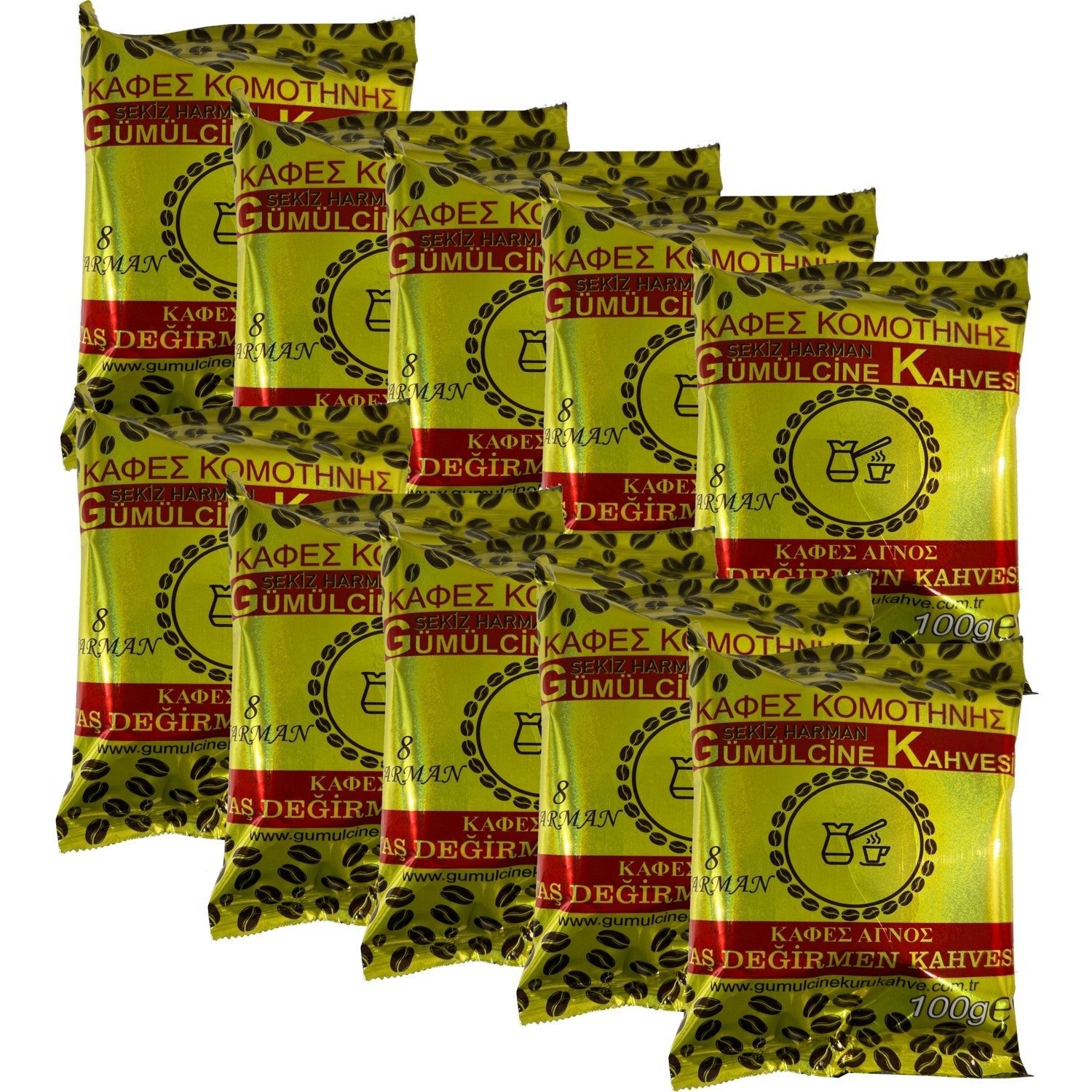Komotini Dry Coffee, Eight Blends, Komotini Stone Mill Coffee, 10 x 100 gr - MALLTURK