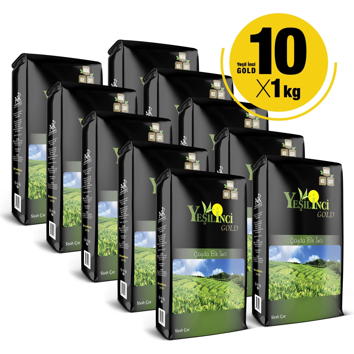 Yesil Inci Yesilinci Gold black tea 1000 g x 10 Uzun Sure Bozulmayan Kalite with natural Rize tea - MALLTURK