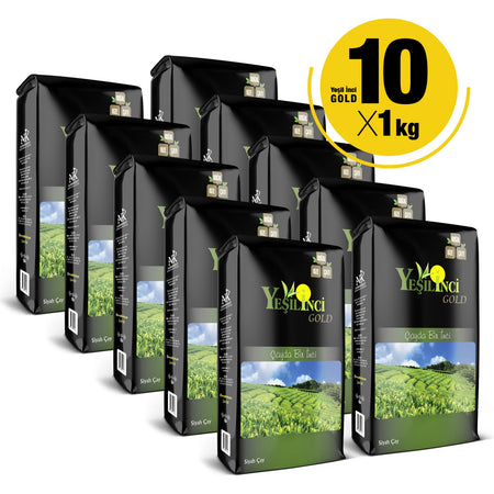 Yesil Inci Yesilinci Gold black tea 1000 g x 10 Uzun Sure Bozulmayan Kalite with natural Rize tea - MALLTURK