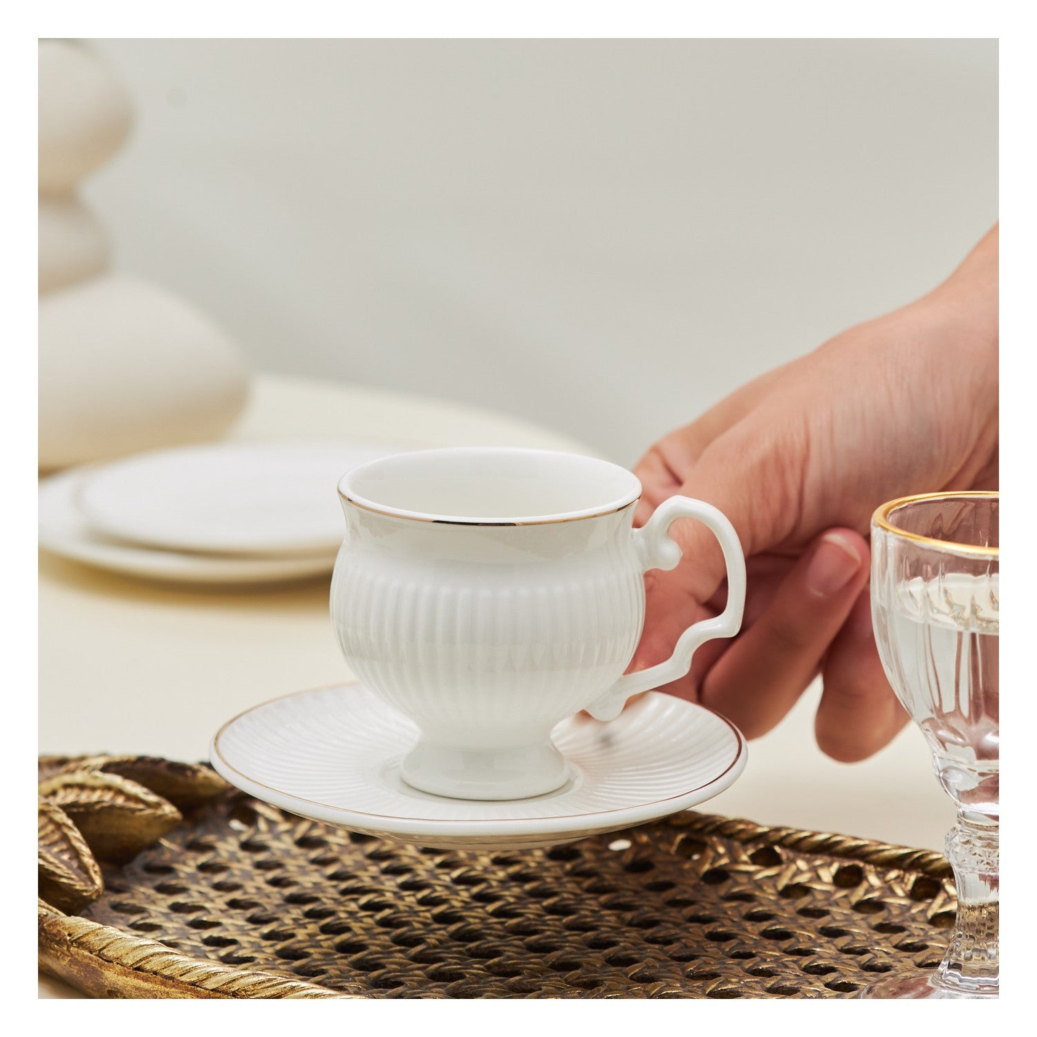 Karaca Malta Turkish Coffee Cup Set for 6, 100 ml - MALLTURK