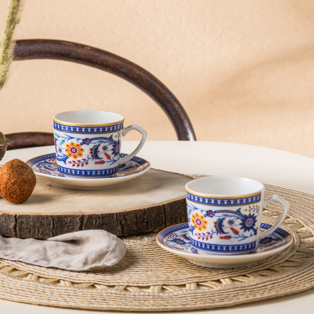 Karaca Ihlamur Colorful New Bone Turkish Coffee Cup Set for 2, 80 ml