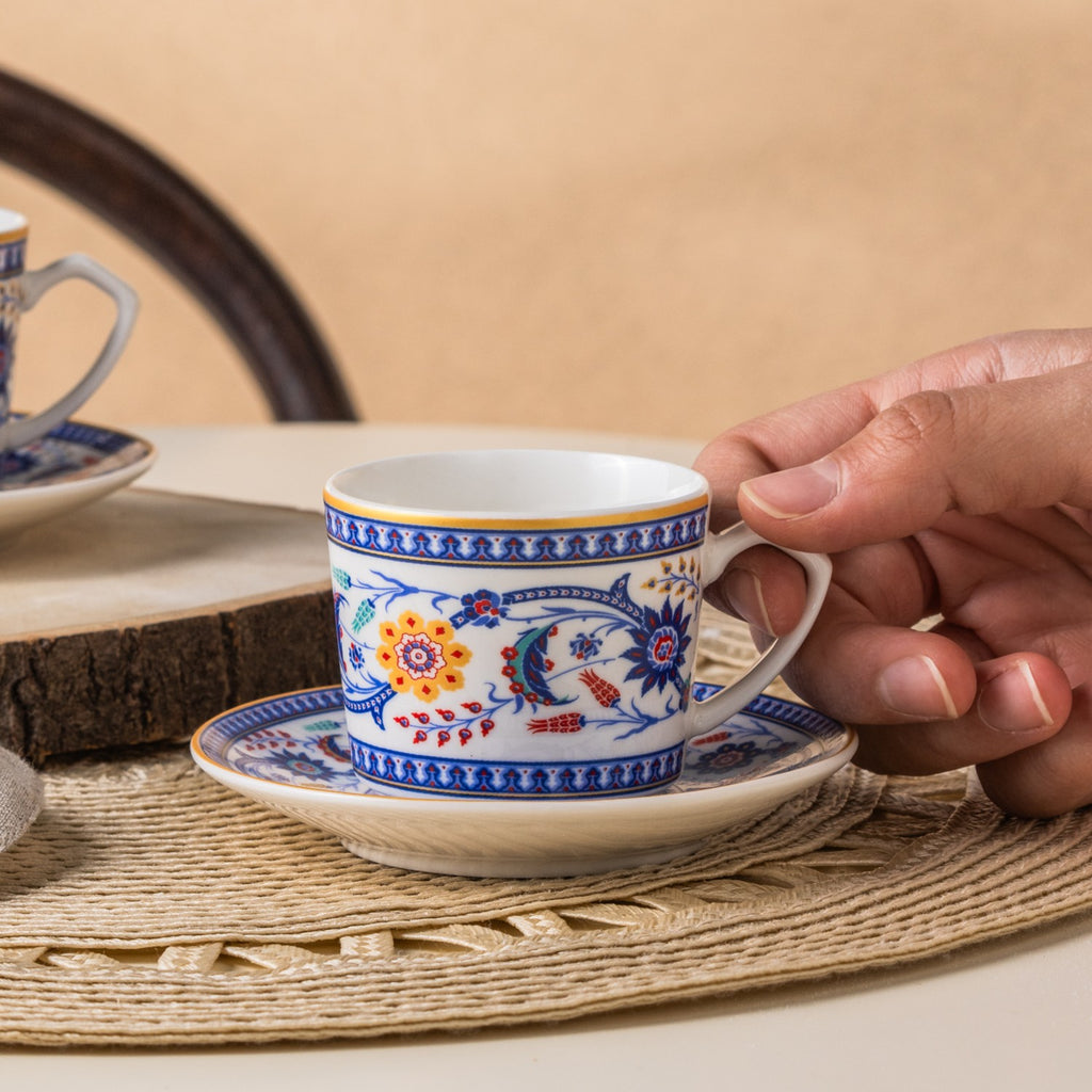 Karaca Ihlamur Colorful New Bone Turkish Coffee Cup Set for 2, 80 ml