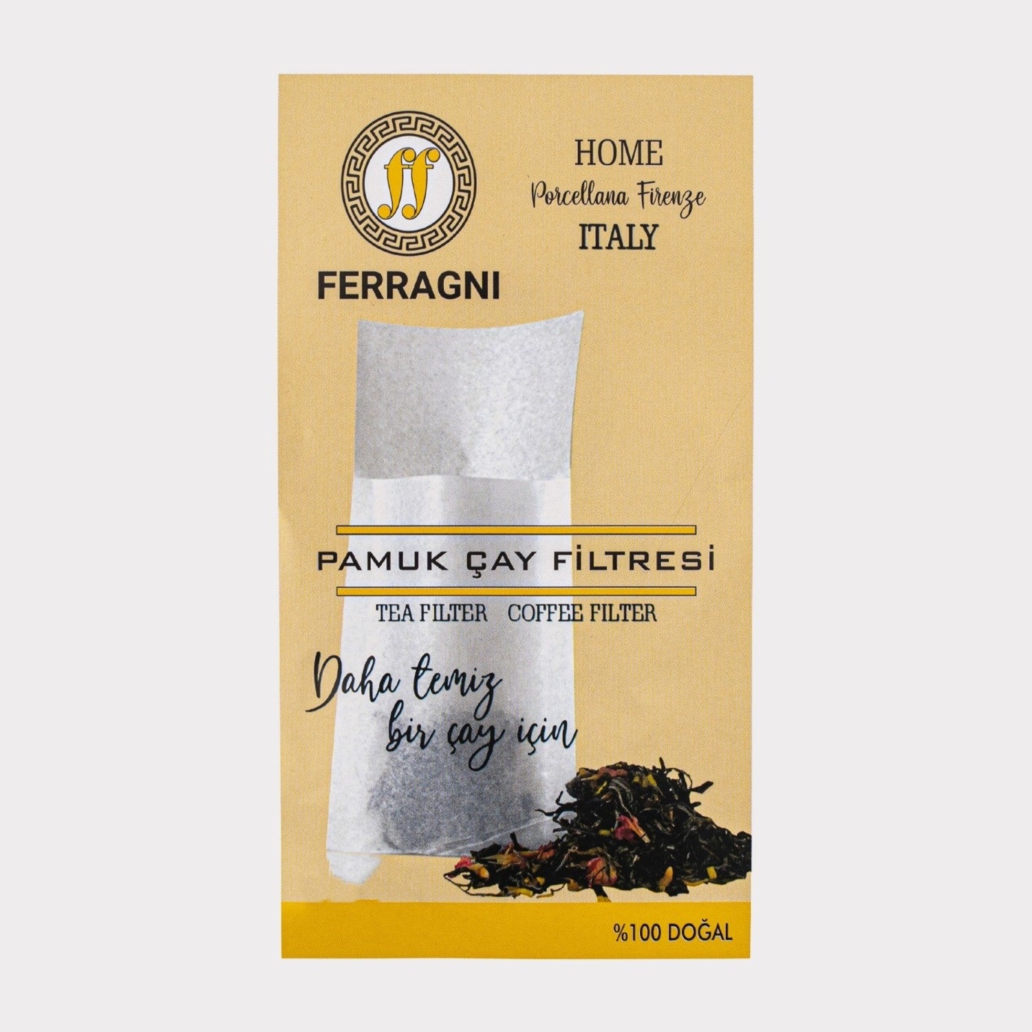 FERRAGNI Home Porcellana Firenze tea and KAHVE FILTRESI 3 pack (90 pieces) BUYUK BOY (9*22 cm) - MALLTURK