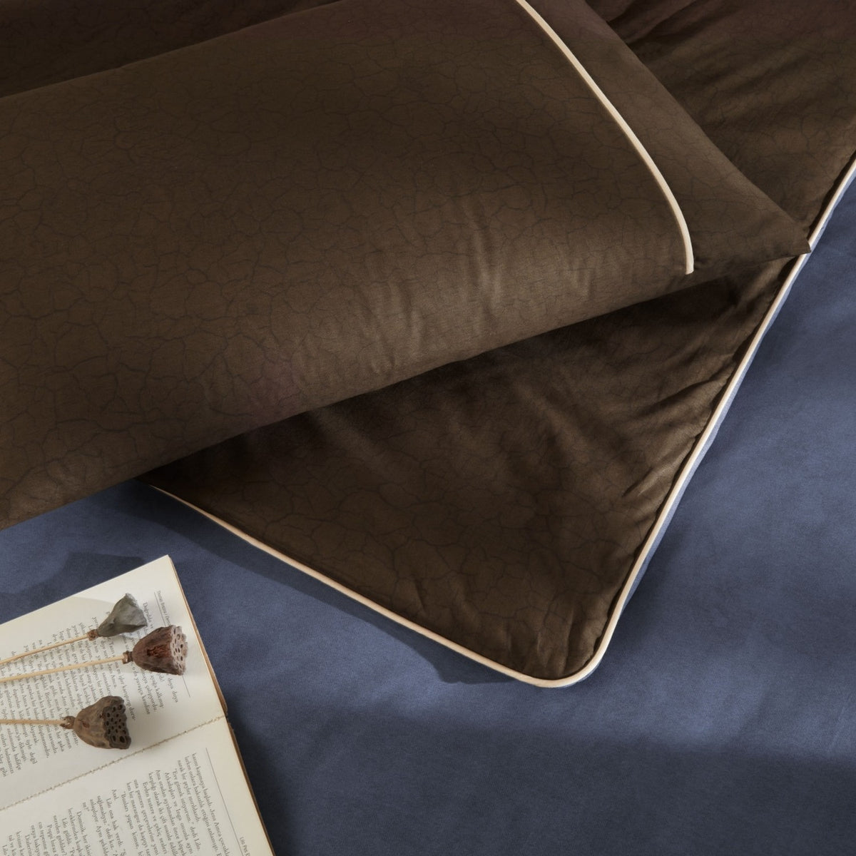 Tac Riven Biyeli Single Duvet Cover Set Navy Blue - MALLTURK