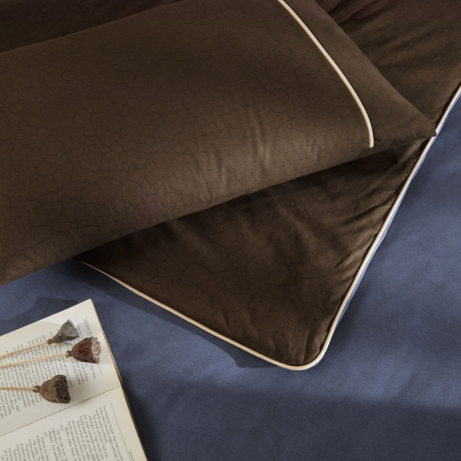 Tac Riven Piped Single Duvet Cover Set Navy Blue - MALLTURK