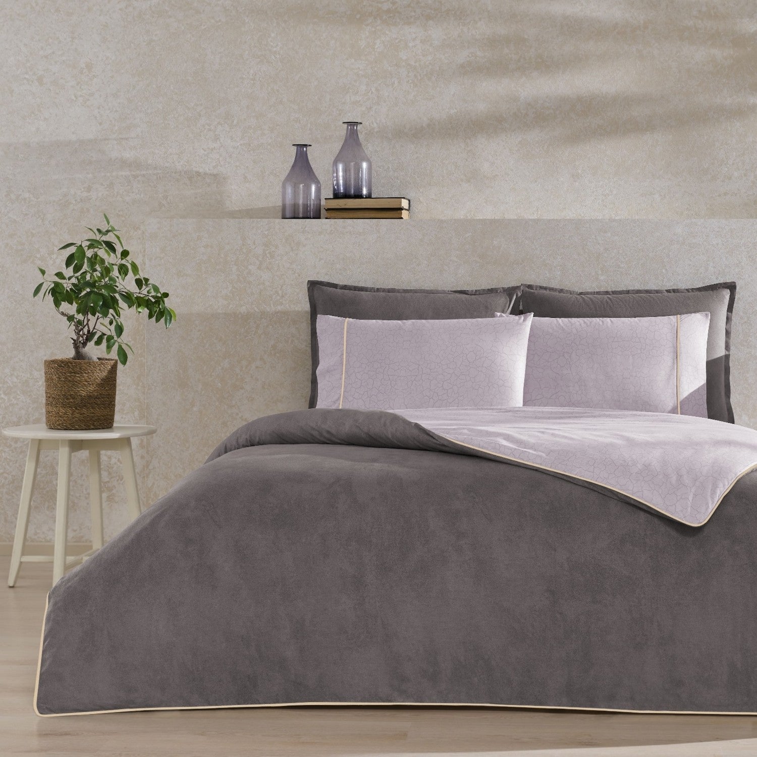 Tac Riven Biyeli Single Duvet Cover Set Gray - MALLTURK