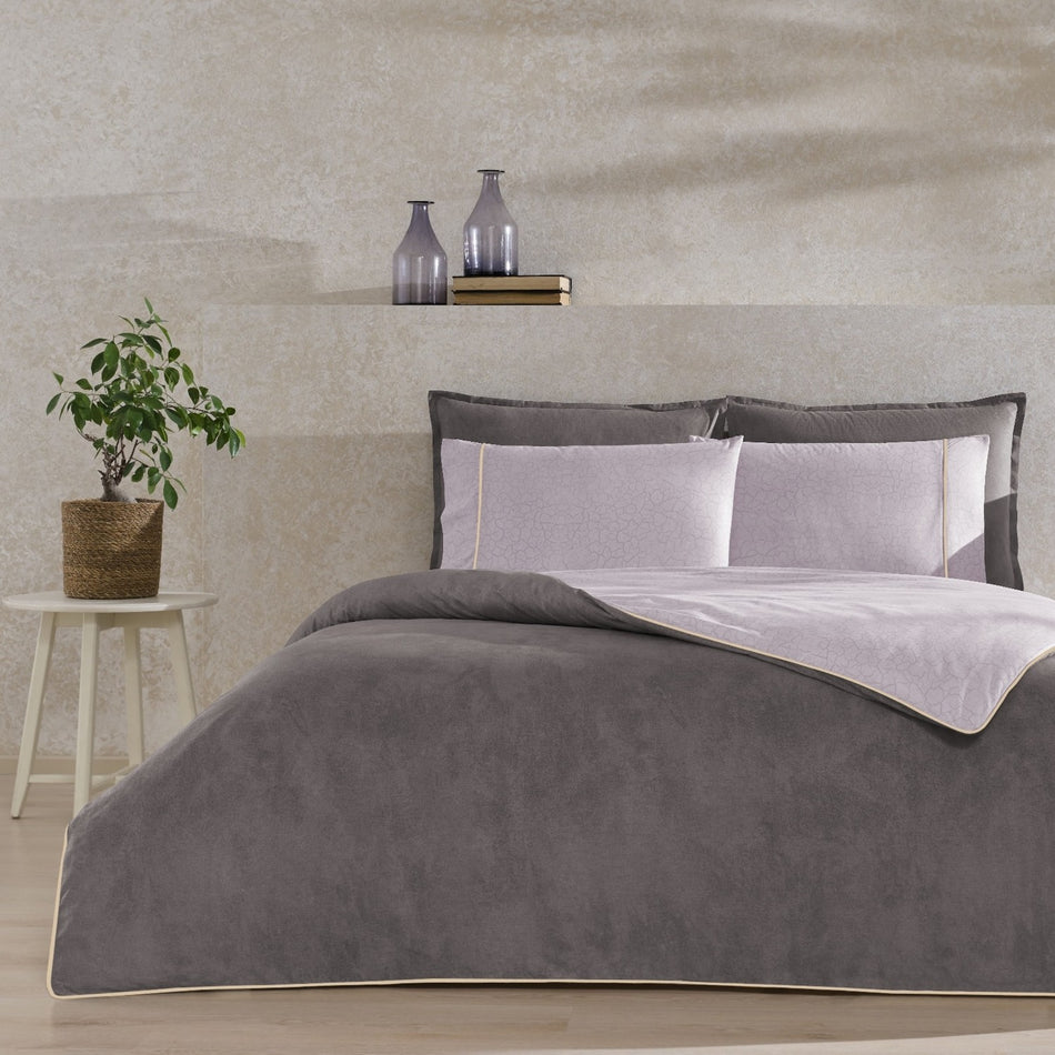 Tac Riven Biyeli Single Duvet Cover Set Gray - MALLTURK