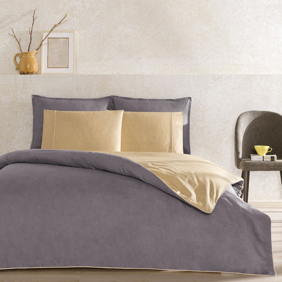 Tac Riven Biyeli Single Duvet Cover Set Anthracite - MALLTURK