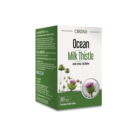 Orzax Ocean Milk Thistle 300 mg Silibin 30 Tablet Dogal Icerik and Vitaminler with Guclu Formul - MALLTURK