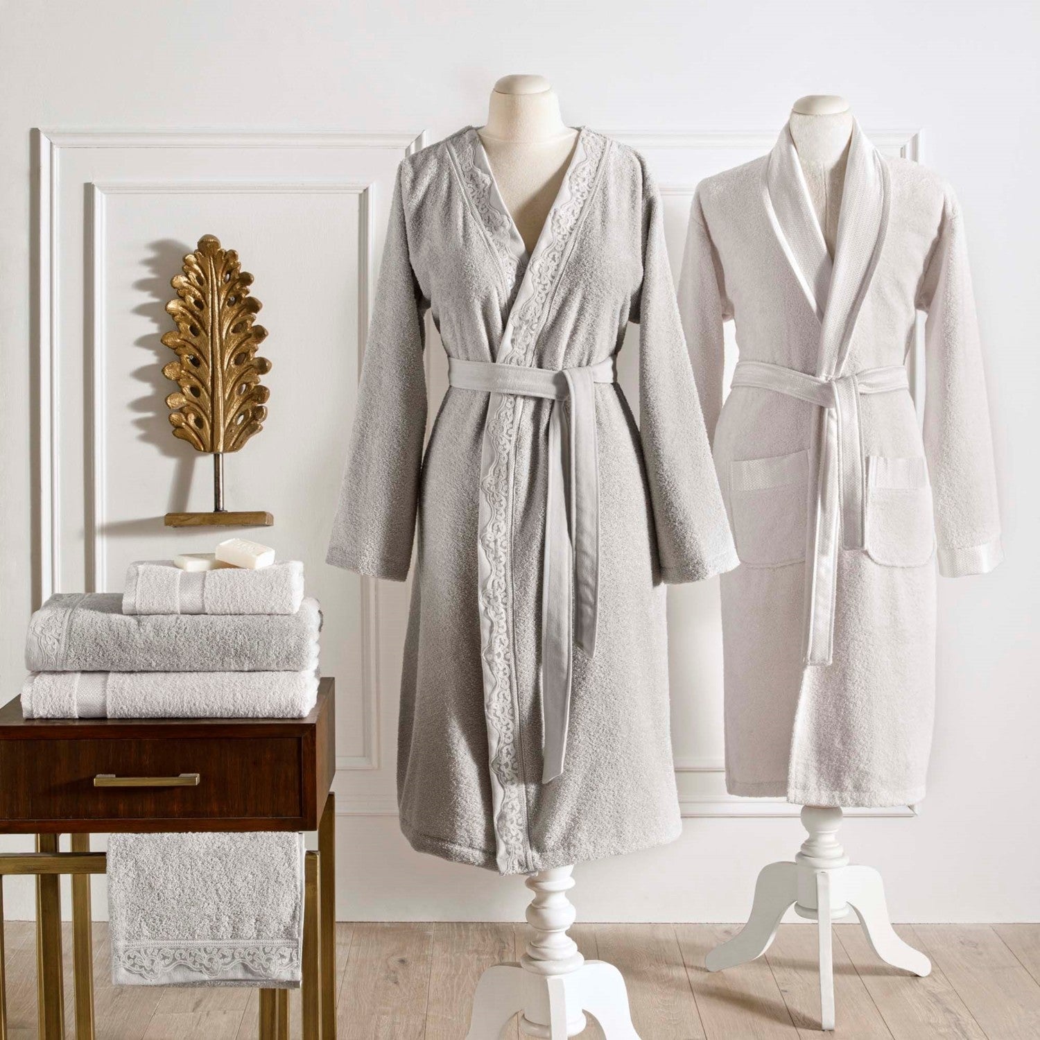 Tac Blanca Cotton Family Bathrobe Set, Mink Cream - MALLTURK