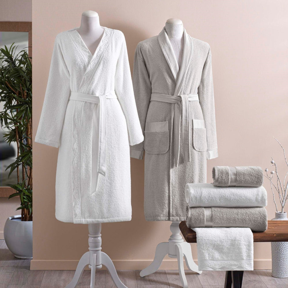 Tac Blanca Cotton Family Bathrobe Set White Mink - MALLTURK