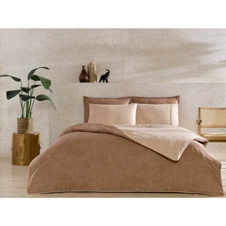 Tac Riven Biyeli Single Duvet Cover Set Taba - MALLTURK