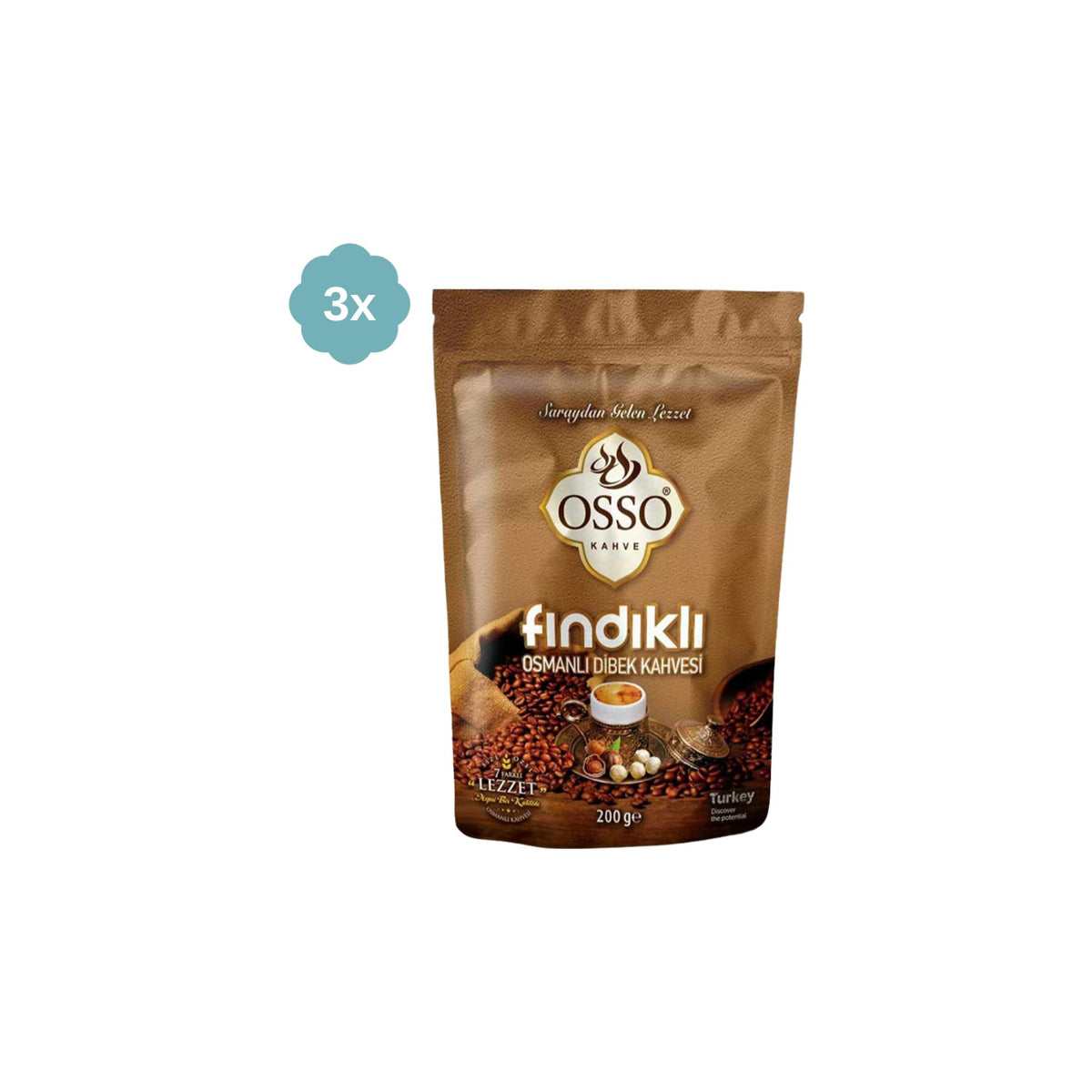 Osso Hazelnut Ottoman Dibek Coffee 200 gr x 3 Packs - MALLTURK