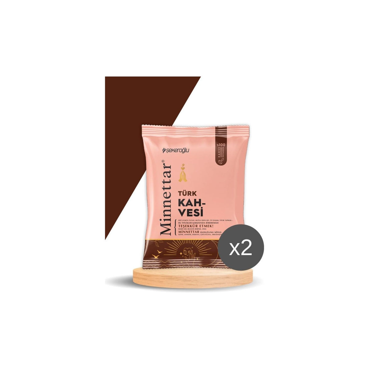 sekerogluMinnettar Turkish Coffee 2 x 100 gr (2 Packets) Delicious Caffeinated Ground Coffee - MALLTURK