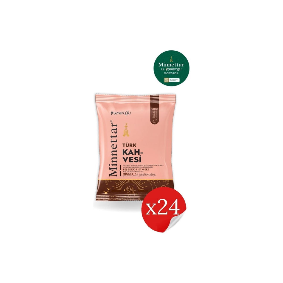 sekeroglu Minnettar Turkish Coffee 24 x 100 gr (24 Packs) - MALLTURK