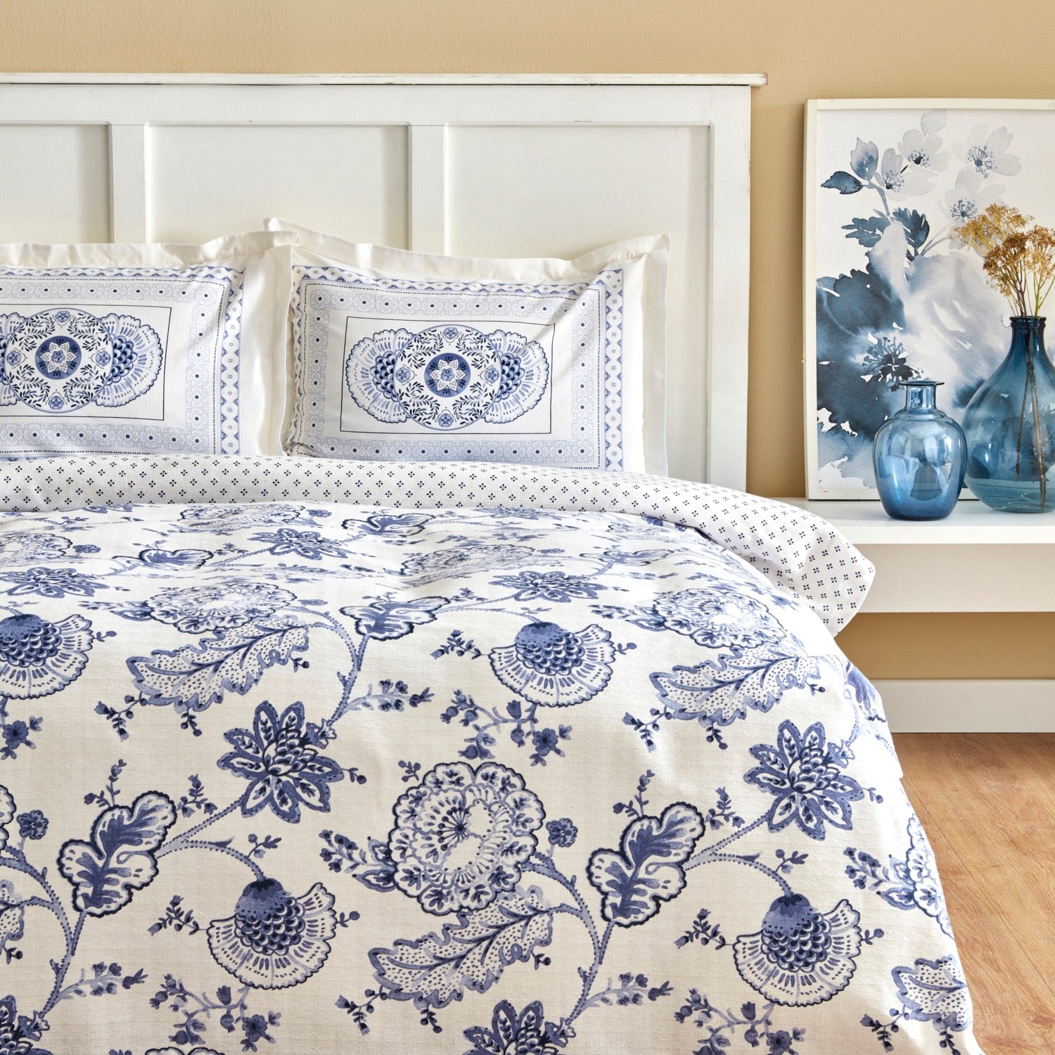 Karaca Home Amar Blue 100% Cotton Single Duvet Cover Set - MALLTURK
