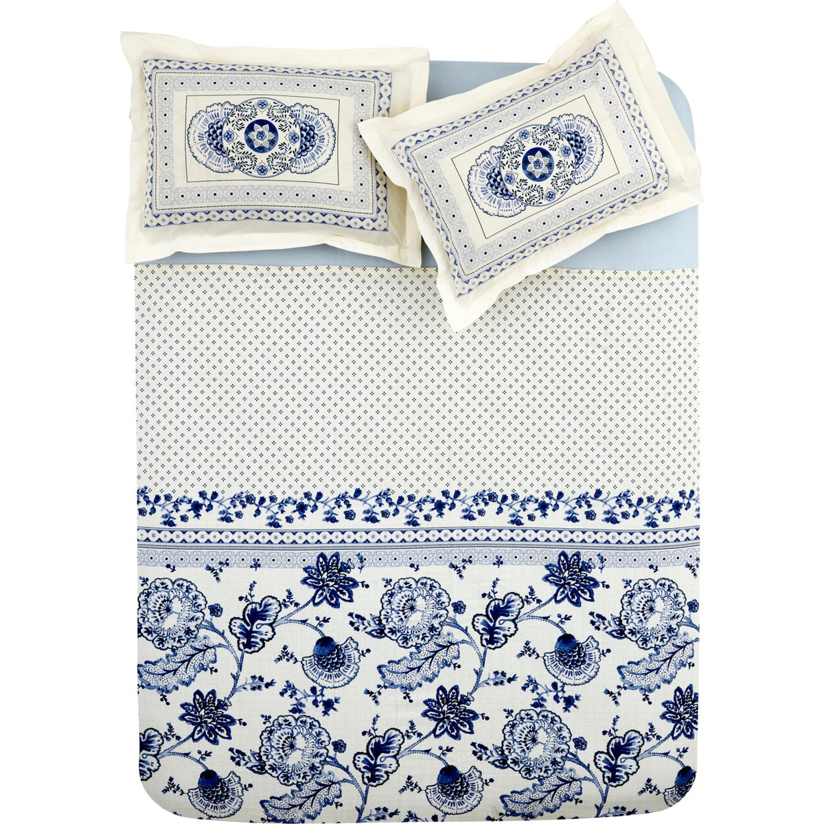 Karaca Home Amar Blue 100% Cotton Single Duvet Cover Set - MALLTURK