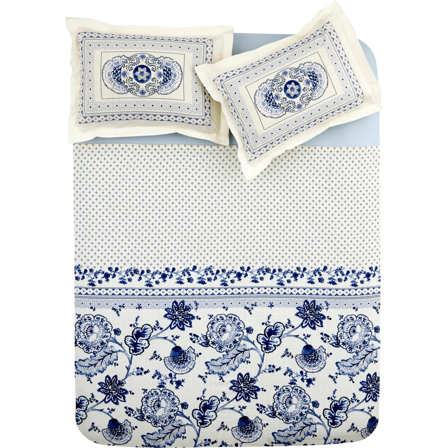 Karaca Home Amar Blue 100% Cotton Single Duvet Cover Set - MALLTURK