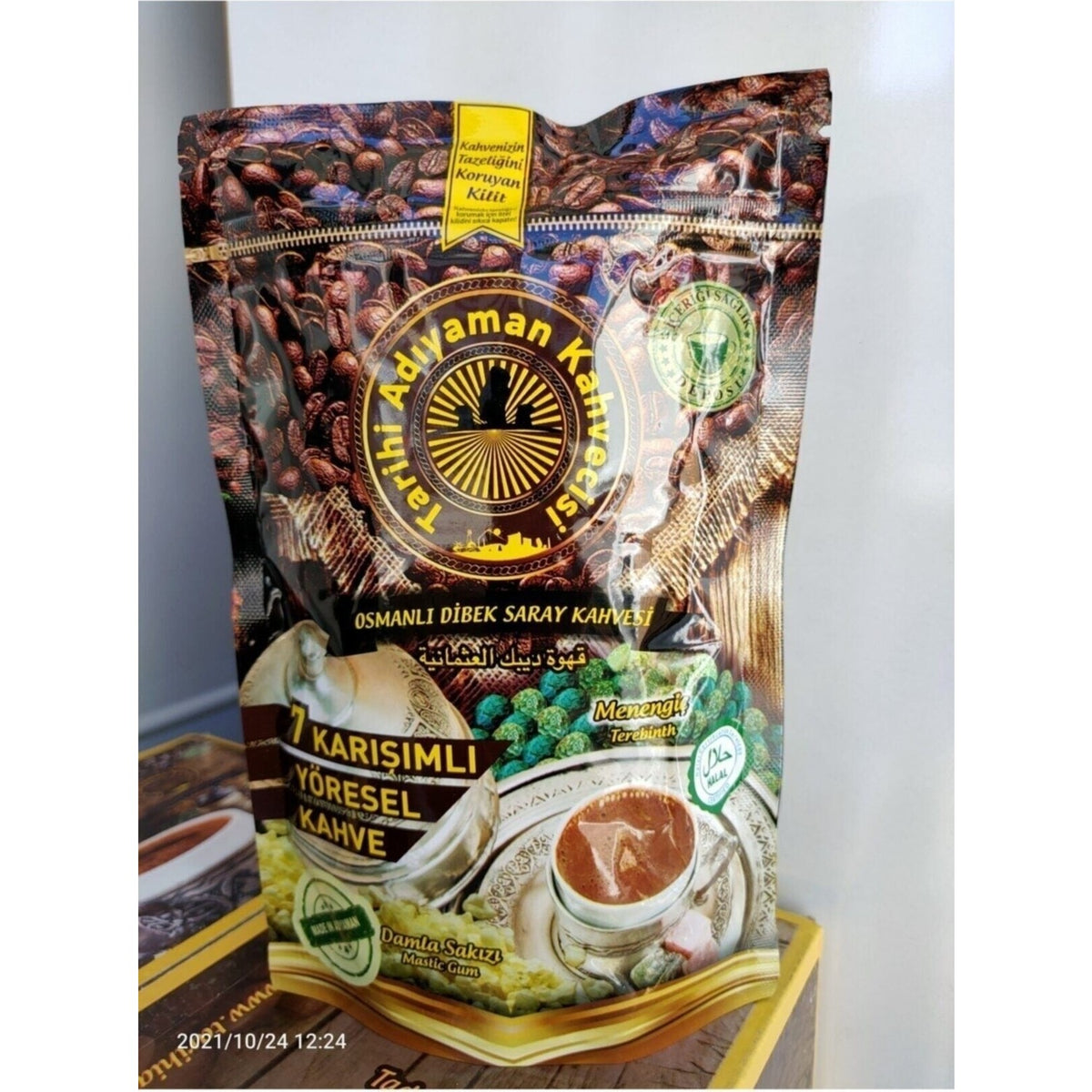 Historic Adiyaman Coffee House: 5 Packs of Adiyaman Dibek Coffee with Mastic Gum, 200 grams each. - MALLTURK