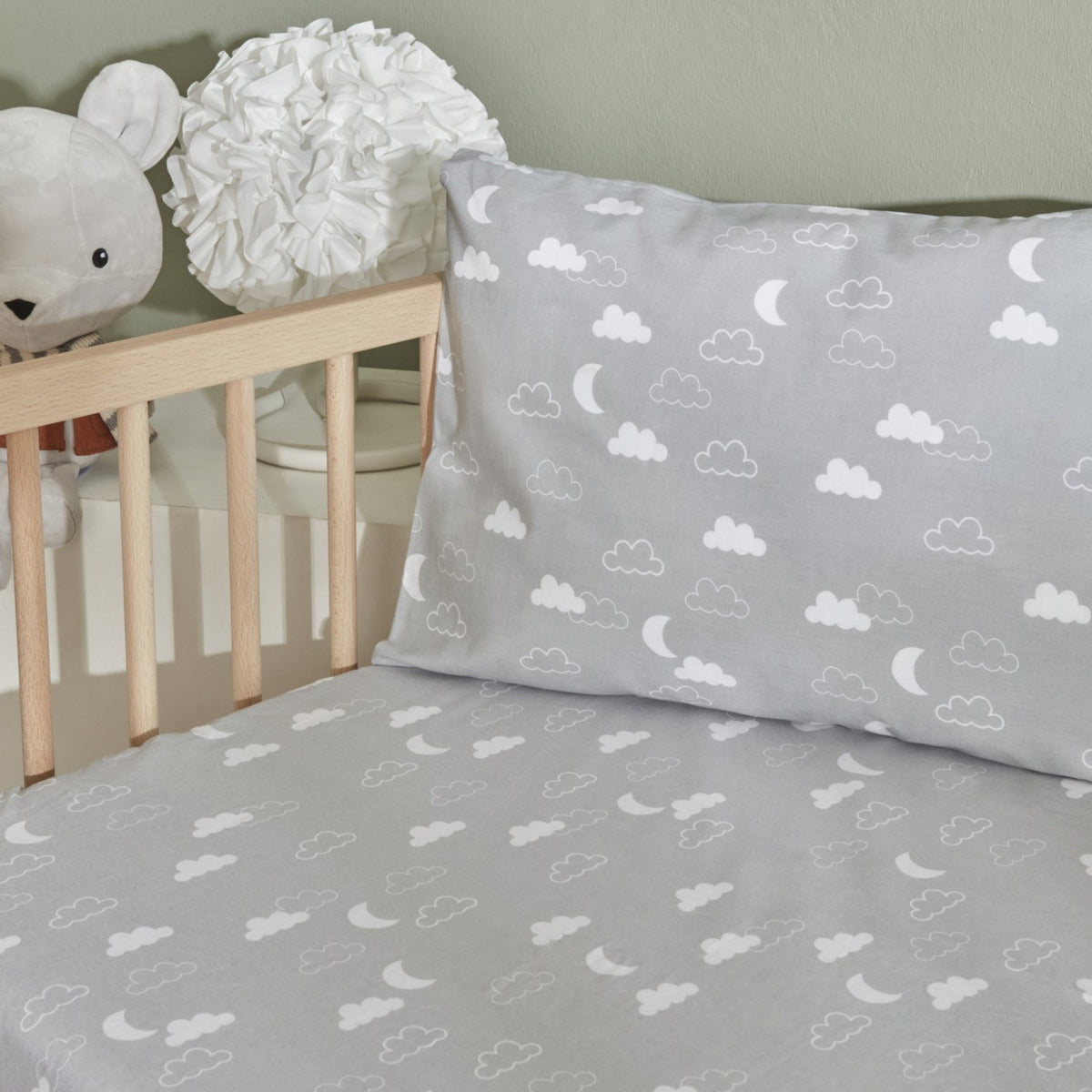 Karaca Home Baby Cloudy Pillow and Sheet Set Grey - MALLTURK