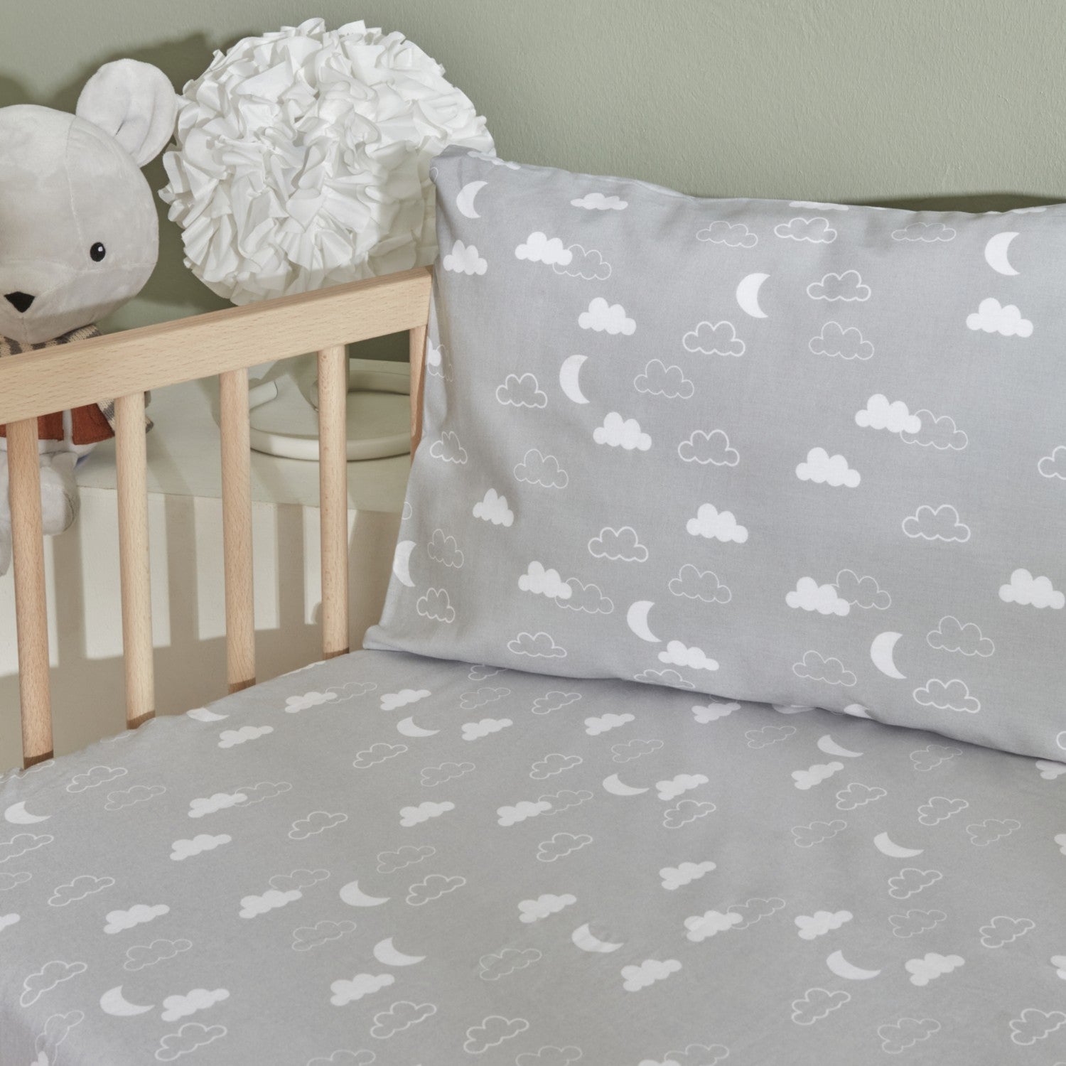 Karaca Home Baby Cloudy Pillow and Sheet Set Grey - MALLTURK