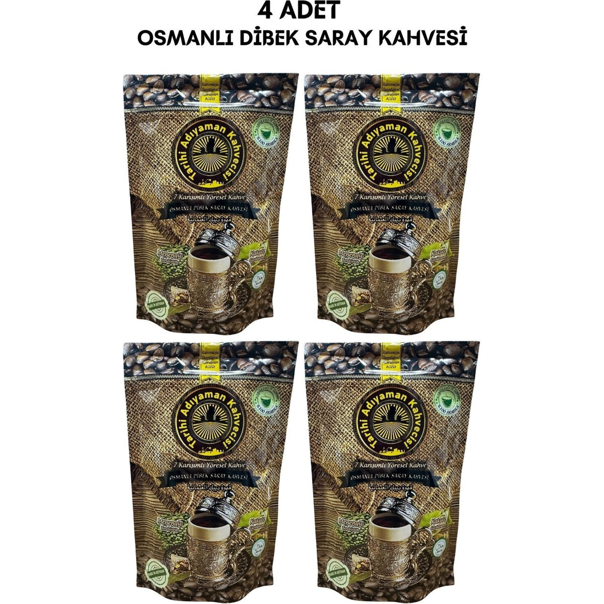 Tarihi Adiyaman Kahvecisi (Historical Adiyaman Coffee House) 7 Blend Regional Ottoman Dibek Palace Coffee 200 gr 4 x 200GR - MALLTURK