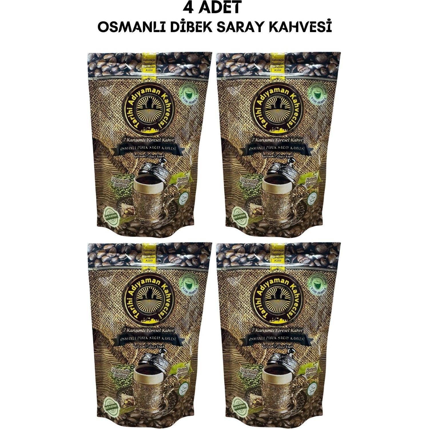 Tarihi Adiyaman Kahvecisi (Historical Adiyaman Coffee House) 7 Blend Regional Ottoman Dibek Palace Coffee 200 gr 4 x 200GR - MALLTURK