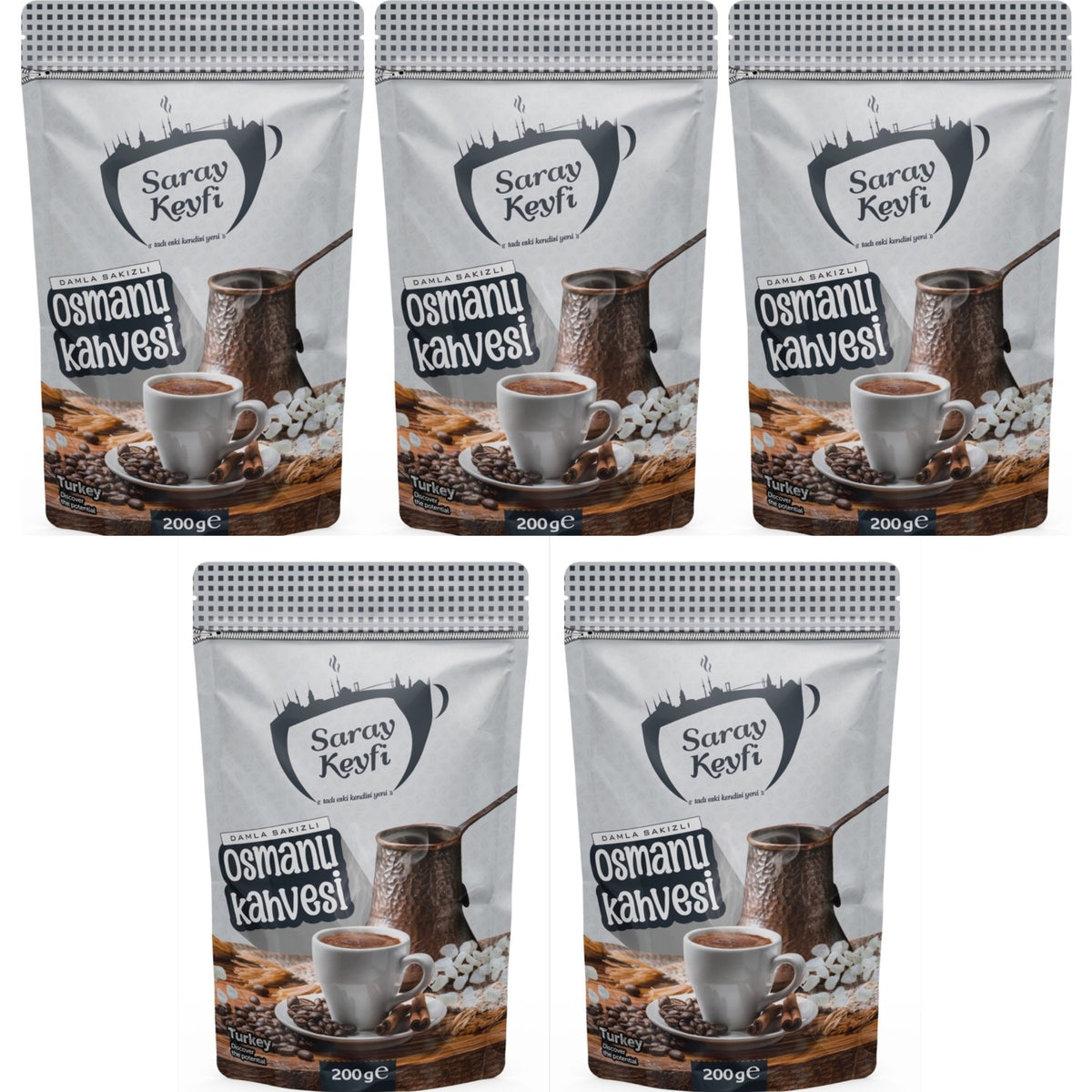 Saray Keyfi Mastic Flavored Ottoman Coffee 200 gr 5 Packs - MALLTURK