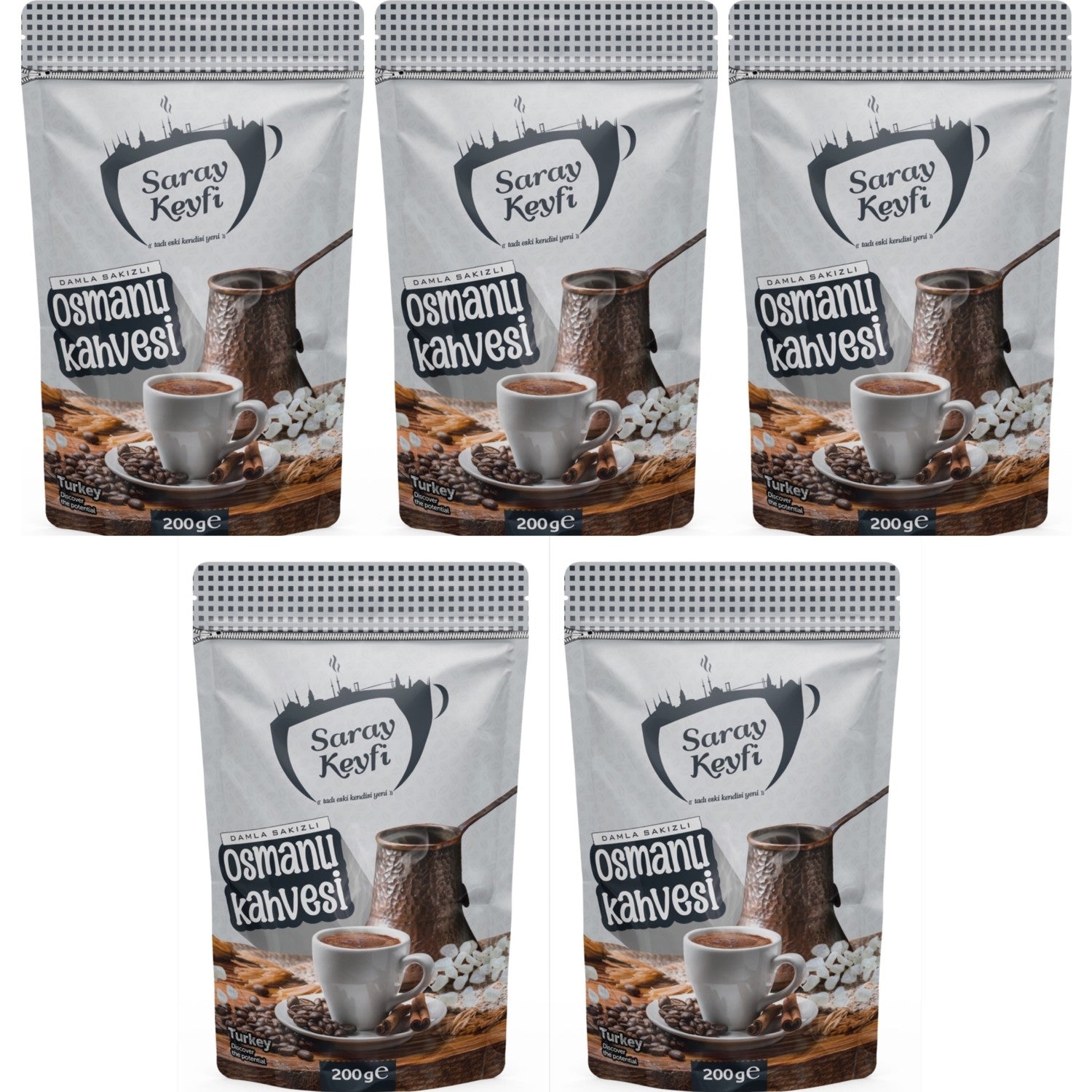 Saray Keyfi Mastic Flavored Ottoman Coffee 200 gr 5 Packs - MALLTURK