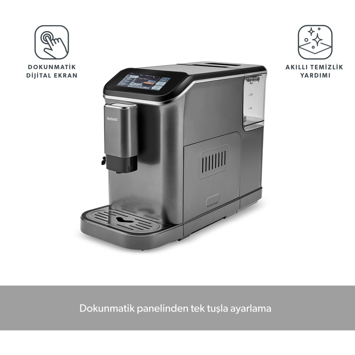 Homend Coffeebreak 5008H Fully Automatic Espresso Machine with Coffee Grinder and Touchscreen - MALLTURK