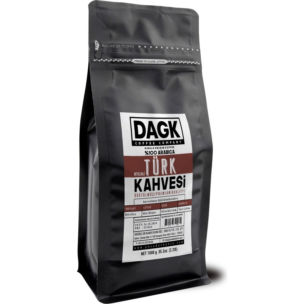 Dagk High Quality Turkish Coffee Ground 1000 gr Brazilian Origin Medium Roast - MALLTURK