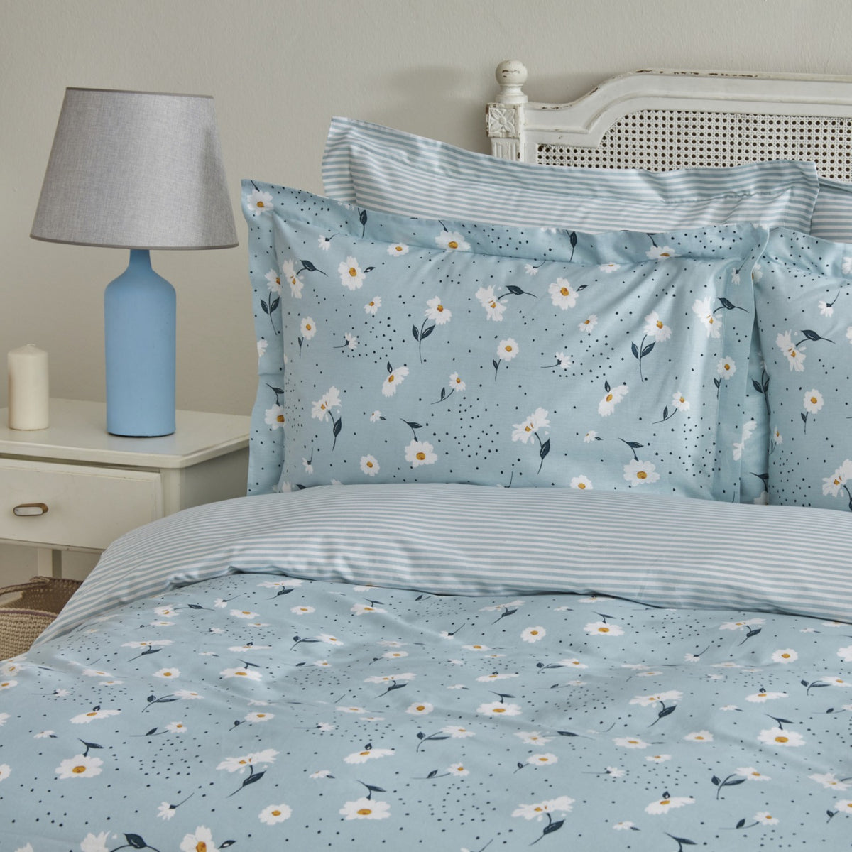 Karaca Home Daisy 100% Cotton Single Duvet Cover Set Mint - MALLTURK