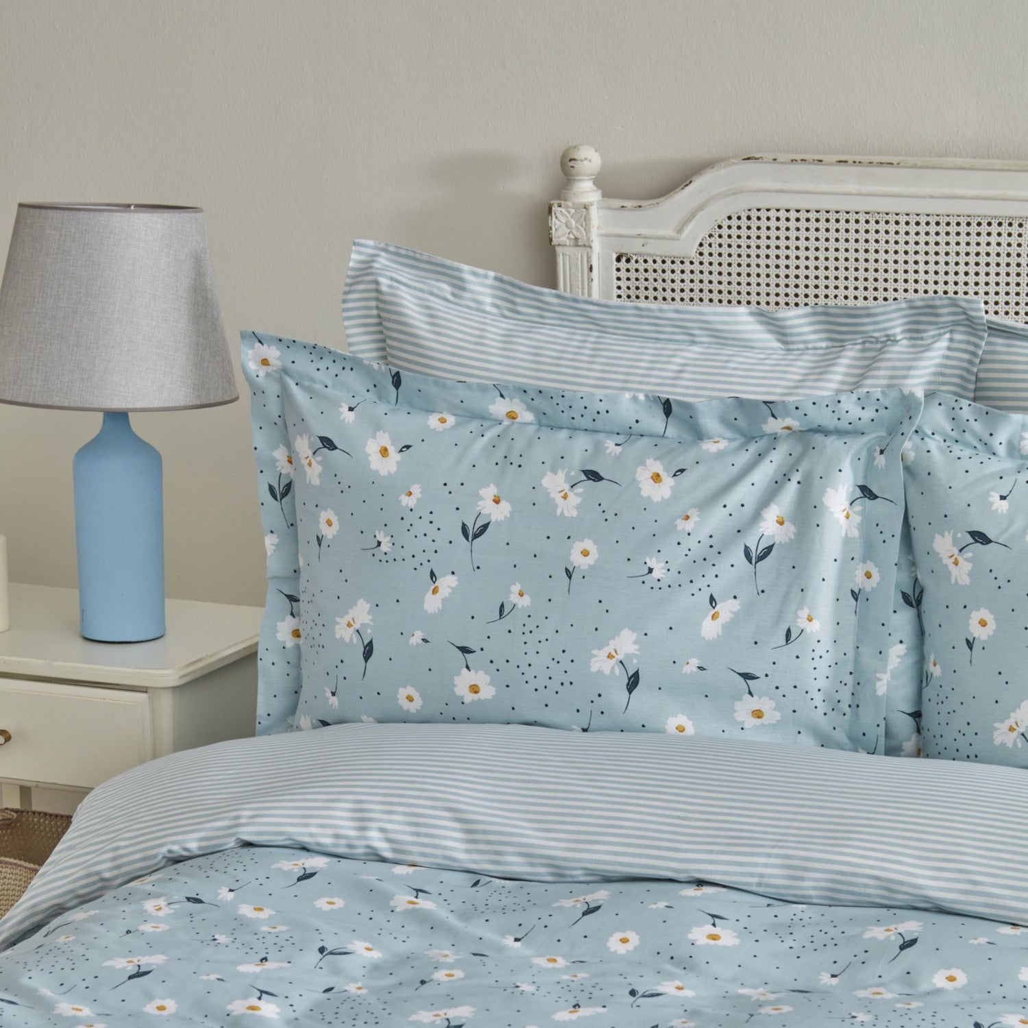 Karaca Home Daisy %100 Cotton Double Duvet Cover Set Mint - MALLTURK