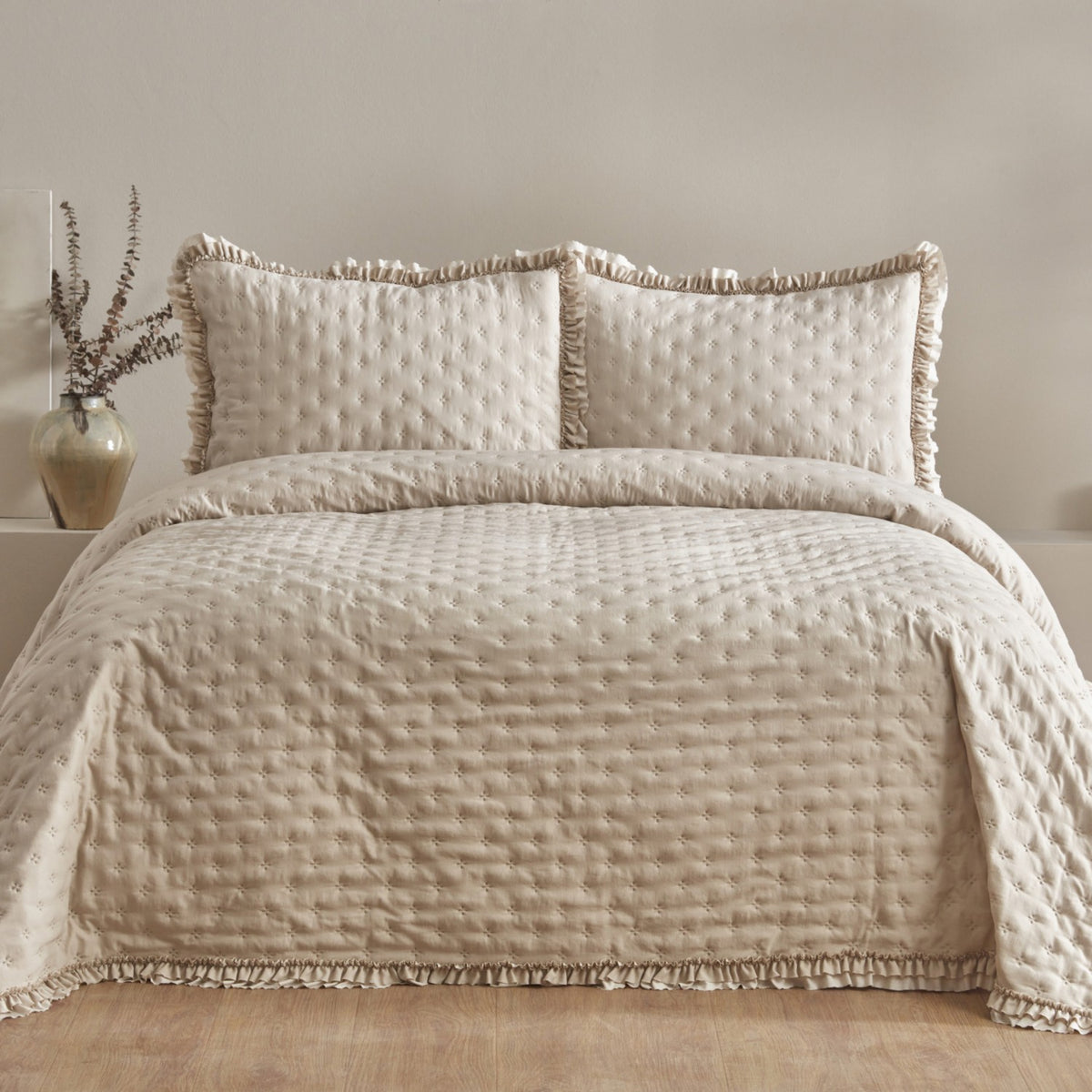 Karaca Home Viona Single Bedspread Set, Beige - MALLTURK